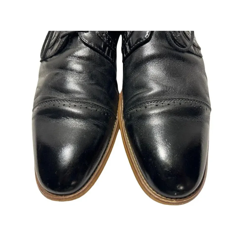 Men's Blk Stacy Adams Leather Dress Wing Tip Oxford Shoes, Casual, lace up Sz 11